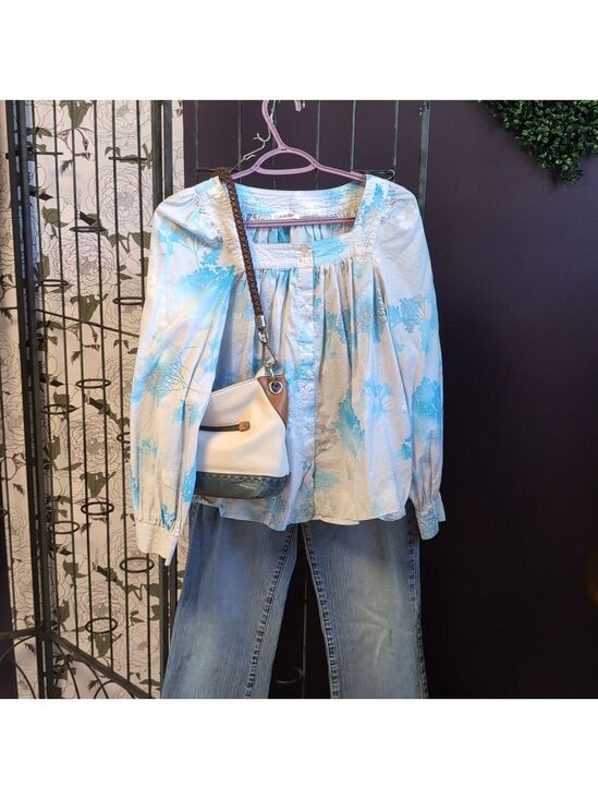 Calvin Klein Tops - Calvin Klein Watercolor Peasant Top